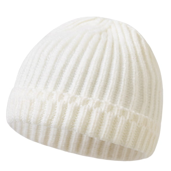 RKSTN Newborn Hats Solid Color Knit Beanie Babies Thick Outdoor Casual Warm Pull Over Head Covering Baby Hats (White ,0 Months)