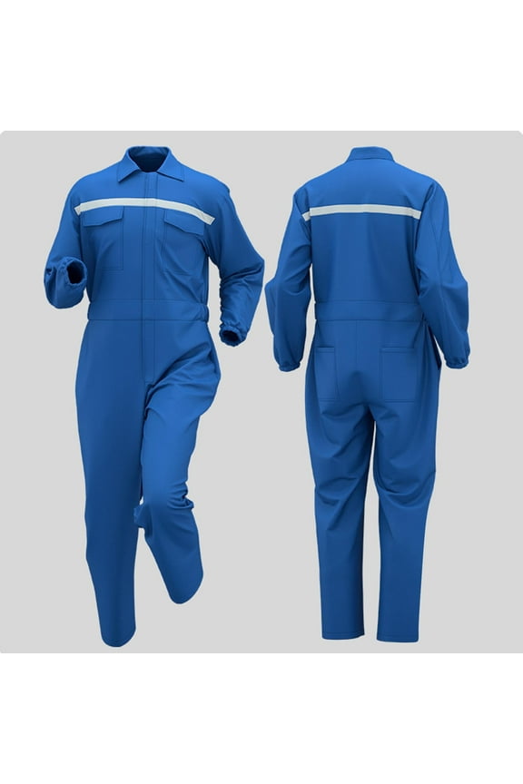 Overalls for Men Plus Size Work Jumpsuit Color Block Long Sleeve Stand Collar Workwear Safety Suit Pocketed One Piece Workwear for Stain Resistant Shipyard Workshop Construction Safety