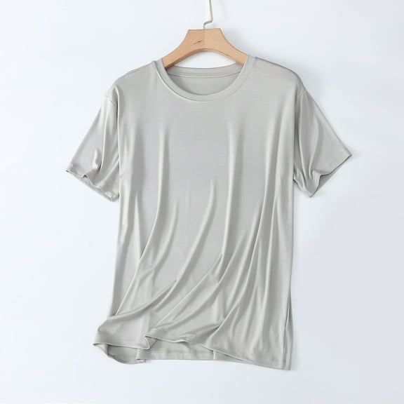 RKSTN Pajamas For Men Fashion Solid Color Crew Neck Short Sleeve Comfy Sleepwear Summer Lightweight Athletic Fitness Tops