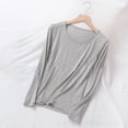 thumbnail image 1 of RKSTN Pajamas For Women Soft Crew Neck Solid Color Minimalist Long Sleeve Lightweight Sleepwear Fall Winter Lounge Nightwear Single Top, 1 of 9