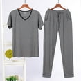 thumbnail image 1 of RKSTN Pajamas Set For Men Summer Solid Color Lounge V Neck Short Sleeve And Pants Pjs Sets Comfortable 2 Piece Comfy Fall Fashionable Loungewear, 1 of 3
