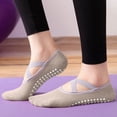thumbnail image 1 of RKSTN Pilates Sock No Show Socks Womens Cross Weave Straps Yoga Grippy Socks with Pilates Silicone, 1 of 7