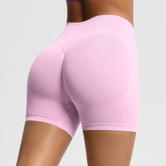 RKSTN Pink Biker Shorts for Women Solid Color Stylish High Waist Stretch Casual Comfortable Anti Exposure Wicking Short Boxer Briefs for Running Athletic Workout