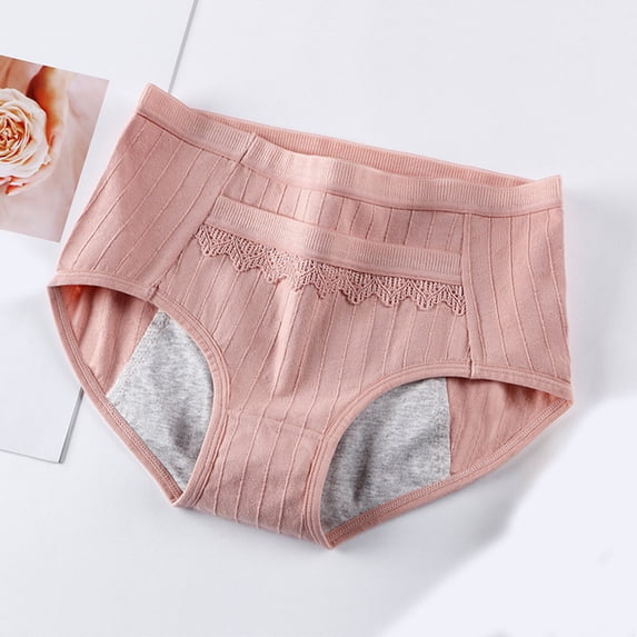 RKSTN Pink Cotton Underwear for Women Seamless Lace Underwear for Women Solid Color Low Waist Stretchy Lace Panties with Antibacterial Gusset