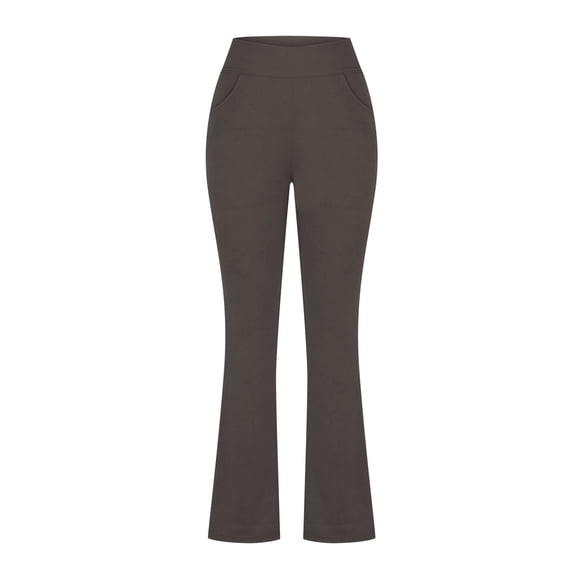 RKSTN Plus Size Flare Leggings for Women with Pockets Solid Color Stretchy Tummy Control Gym Workout Pilates Outfits for Women (Gray ,XXXXL)