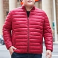 thumbnail image 1 of RKSTN Plus Size Quilted Puffer Jackets for Men Long Sleeve Zip up Jacket Stand up Collar Comfy Versatile Winter Padded Jacket with Pockets (Wine ,XXXXXL), 1 of 8