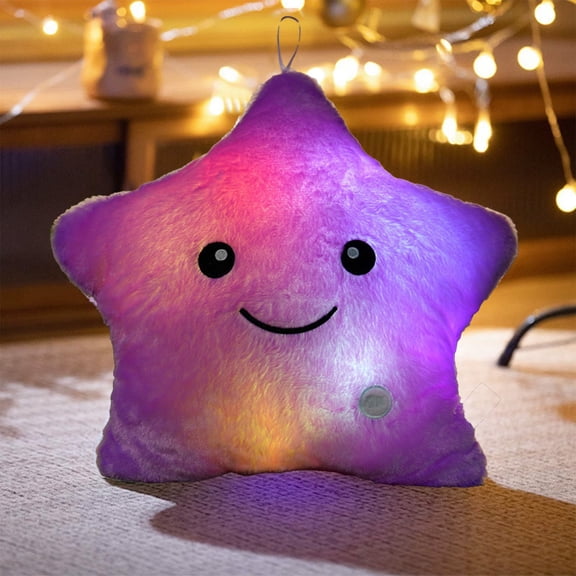 RKSTN Purple Star Shaped Plush Pillow, Creative Night Light Glowing Cushions Plush Stuffed Animals Valentines Day Gifts for Girlfriend, Decorations