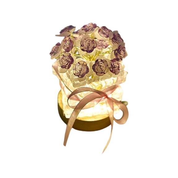 RKSTN Rechargeable Valentines Day Touch Crystal Rose Tables Lights Lamp, 3 Color Dimming Forever Flowers Night Light, Birthday Christmas Gifts for Women Girlfriend Wife Mom, Purple