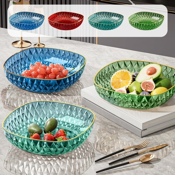 RKSTN Rectangular Plastic Serving Platter - 7.87"x7.87" Food Tray for Parties and Events - Clear Platters for Dessert Table Displays, Appetizers, Snacks, and More, Blue