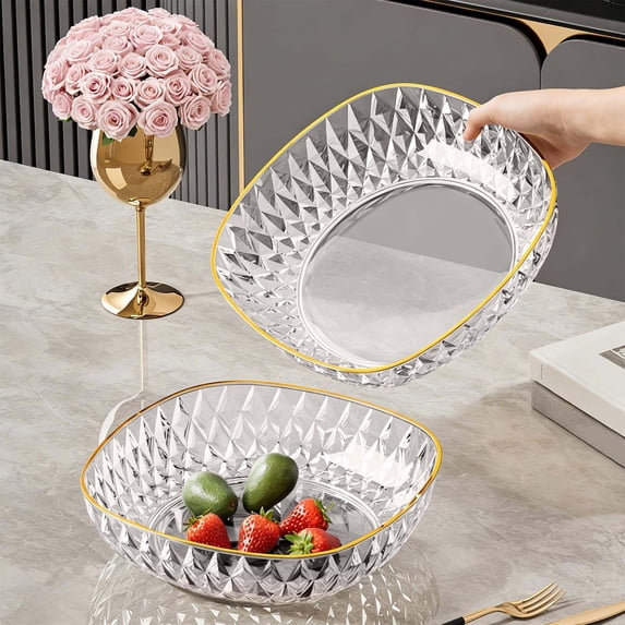 RKSTN Rectangular Plastic Serving Platter - 7.87"x7.87" Food Tray for Parties and Events - Clear Platters for Dessert Table Displays, Appetizers, Snacks, and More, Clear