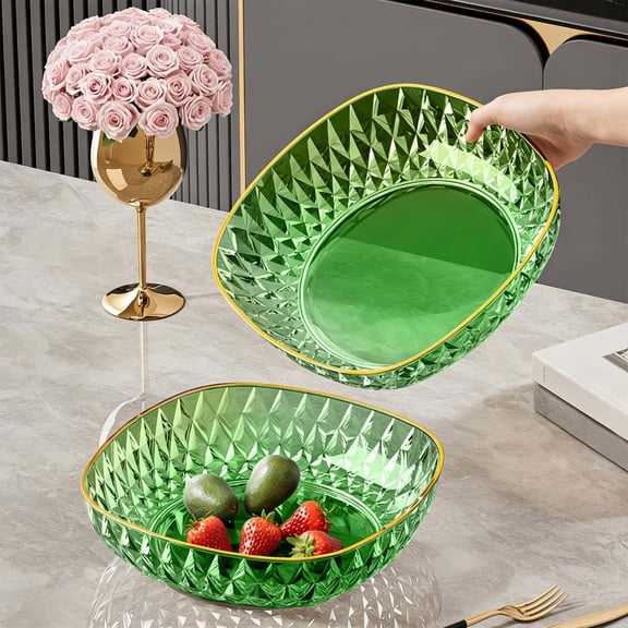 RKSTN Rectangular Plastic Serving Platter - 7.87"x7.87" Food Tray for Parties and Events - Clear Platters for Dessert Table Displays, Appetizers, Snacks, and More, Green