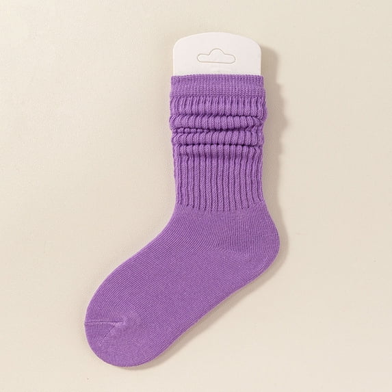 RKSTN Ruffle Socks Cotton Boys Socks Solid Color Pile Slouch Socks Breathable Soft Crew Socks (Hot Pink ,2 Years)