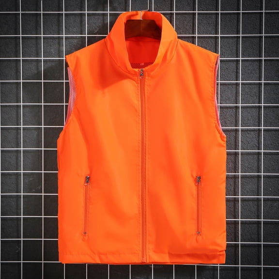 RKSTN Running Vest for Men Summer Breathable Mesh Lining Design Stylish Plus Size Solid Color V Neck Sleeveless Zipper Versatile Workout Golf Vest Jacket with Pockets