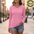 thumbnail image 1 of RKSTN Shirts for Women Sun Protection Shirt Top Solid Color V Neck Long Sleeve Relaxed Fit Spring Summer Casual Shirts, 1 of 6