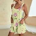 thumbnail image 1 of RKSTN Short Jumpsuits for Women Floral Rompers for Women Oversized Sleeveless Crew Neck Summer Vacation Outfits for Women with Pockets (Yellow ,S), 1 of 6