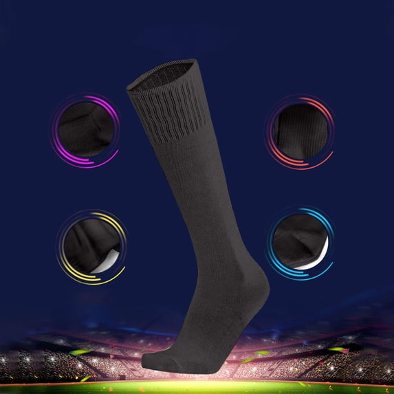 RKSTN Soccer Socks Cotton Thigh High Socks for Girls Thickened Kids Soccer Socks for Student Competition Training (Black ,6-14Years)