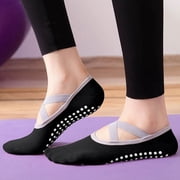 RKSTN Socks for Women No Show Pilates Socks Cross Weave Straps Grip Athletic Yoga Socks with Pilates Silicone
