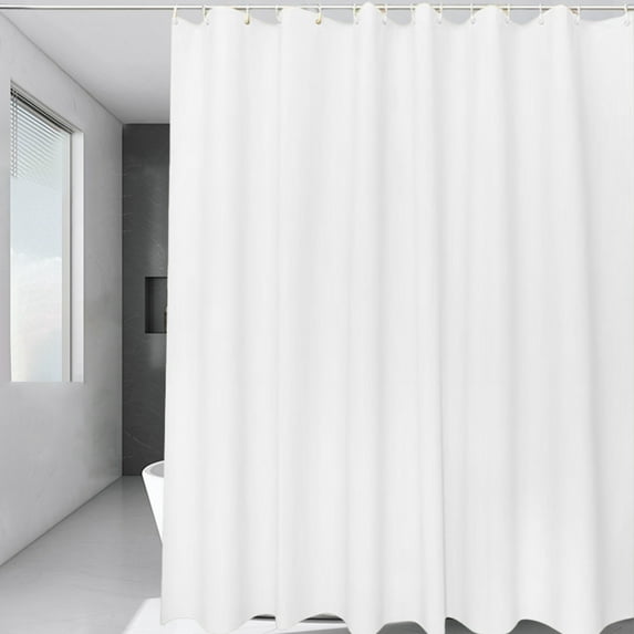 RKSTN Solid Color Shower Curtains for Bathroom, Waterproof Fabric, Machine Washable, Modern Minimalist - White, 70"x78"