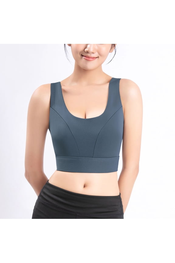 Sports Bras for Women No Underwire U Neck High Impact Shock Absorb Running Yoga Fitness U Back Workout Bras for Women (Blue ,L)