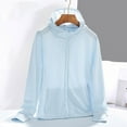 thumbnail image 1 of RKSTN Spring Jackets for Women Sun Protection Hooded Shirt Solid Color Long Sleeve Thumb Loop Zip up Relaxed Fit Casual Outings Shirts with Pockets, 1 of 5