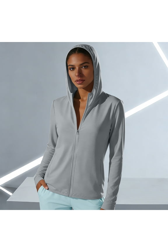 Spring Jackets for Women Upf 50+ Hooded Light Jackets for Women Oversized Long Sleeve Zipper Women's Coats with Pockets (Dark Gray ,XL)