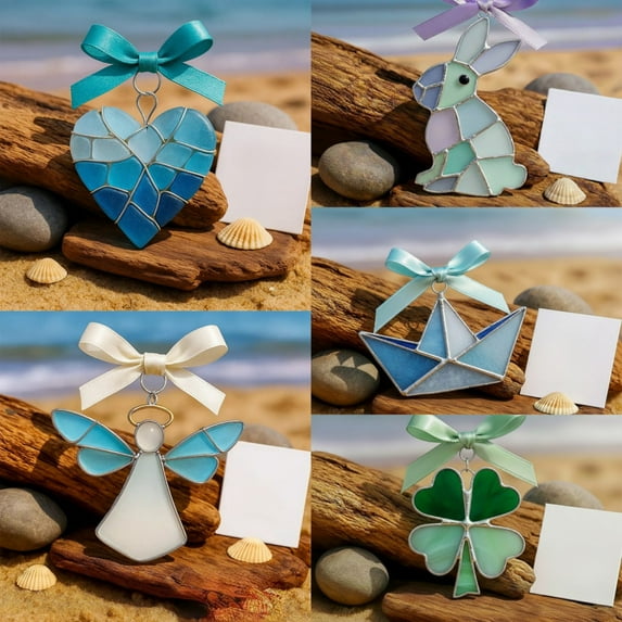 RKSTN St. Patrick's Day Shamrock-Shaped Sea Glass Friendship Decor, St. Patrick's Day Hanging Ornaments, Timeless Friendship Heart Keepsake (Frendship Sea Glass Decor)