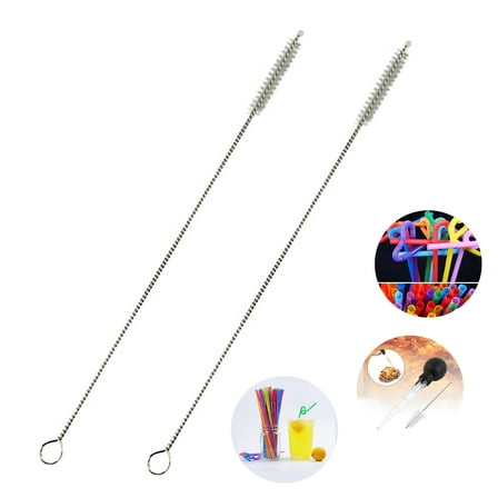 RKSTN Straw Cleaner Brush Kitchen Gadgets 2 Pcs Reusable Stainless Steel Drinking Straws Cleaning Brush Cleans Sippy Cup