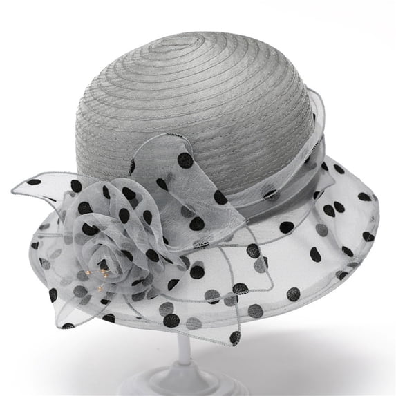RKSTN Sun Hats for Women Polka Dot Beach Hats for Women Bucket Tea Party Hats for Women Weddings Versatile