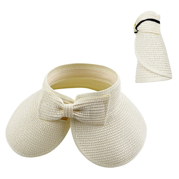 RKSTN Sun Hats for Women Upf 50+ Visor Hats for Women Bow Tie Open Top Summer Straw Hat