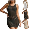 thumbnail image 1 of RKSTN Swim Suit Coverup for Women Crochet Sleeveless Solid Color Crew Neck Hollow Out Flattering Summer Resort Beach Cover Up, 1 of 5