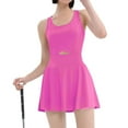 thumbnail image 1 of RKSTN Tennis Dresses for Women Built in Shorts Crew Neck Cut Out Waist Cinched T Back Athletic Dress for Women Summer Golf Active Workout Dress (Pink ,XL), 1 of 7