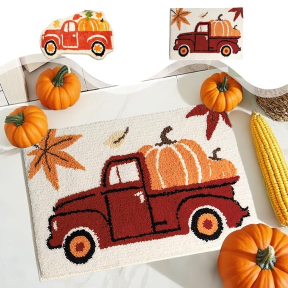 RKSTN Thanksgiving Kitchen Rugs for Fall Home Decor, Washable Pumpkins Maple kitchen mats for floor Autumn Harvest Thanksgiving, Soft Non-Slip Carpet for Bedroom Bathroom Entryway, 15.75x23.62"
