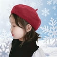 thumbnail image 1 of RKSTN Toddler Hat Wool Beret Solid Color Artist Style Comfy Daily Outings Baby Hats (Wine ,2 Years), 1 of 6