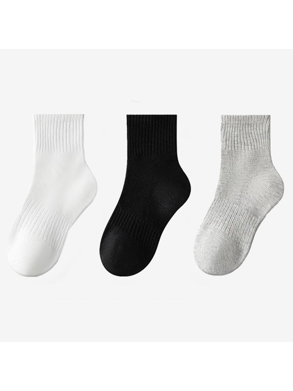 Toddler Socks Girls Cotton Crew Socks Solid Color 3 Pack Moisture Wicking and Odor Resistant Properties Sports Socks(Beige ,6 Years)