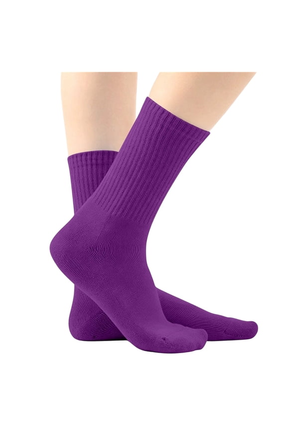Toddler Socks for Boys Cotton Socks Solid Color Comfortable Versatile Elastic Cuff Crew Socks (Purple ,5-13Years)