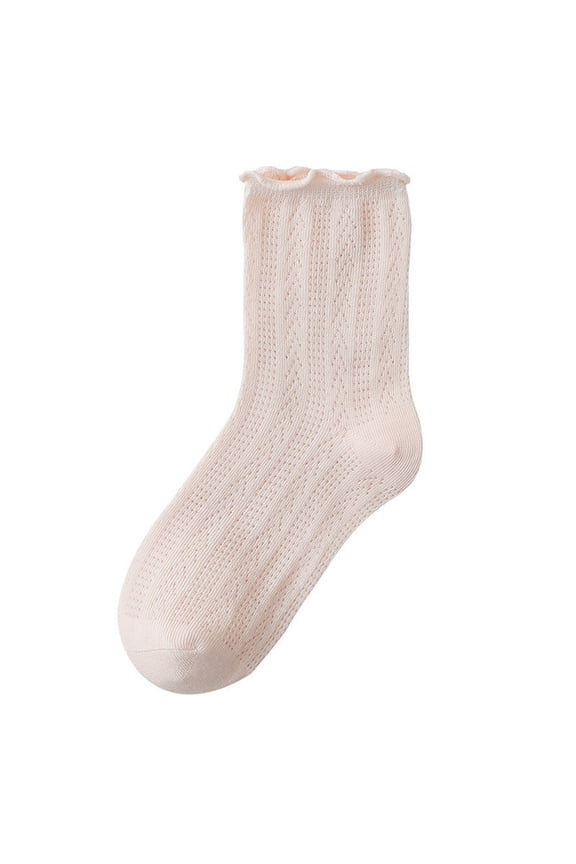 Toddler Socks for Boys Cotton Socks Solid Color Comfortable Versatile Loose Elastic Cuff Crew Socks for 0-12 Years (Pink ,XS)