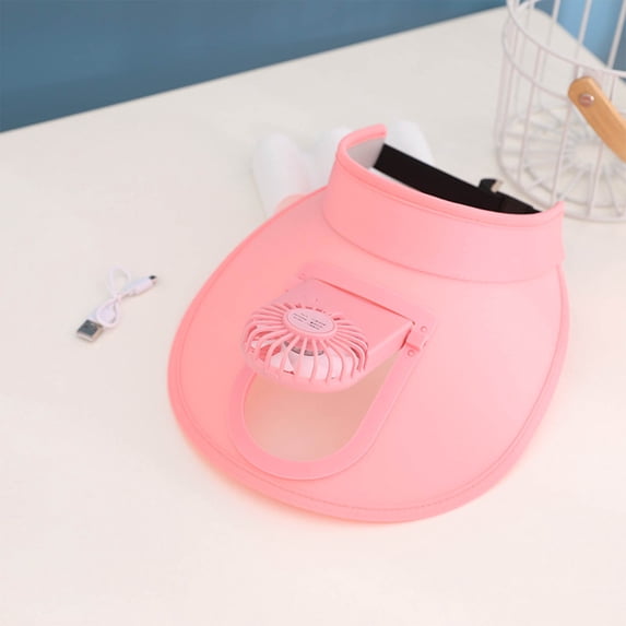 RKSTN Toddler Sun Hat UPF 50 Solar Fan Hat Wide Brimmed Visor Hats Essential for Outdoor Activities with Usb Charging (Pink ,Free Size)