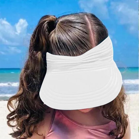 RKSTN Toddler Sun Hat UV Protection Visor Hat Wide Brimmed Open Top Breathable Baseball Cap (White ,Free Size)