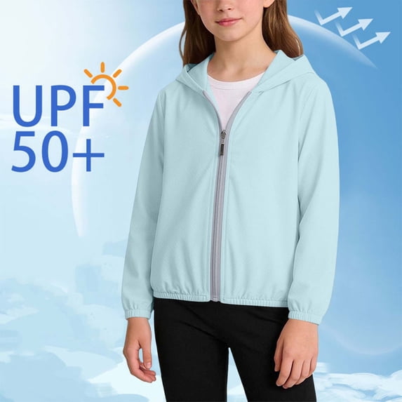 RKSTN UPF 50+ Boys Jacket Sun Protection Toddler Hoodie Breathable Mesh Panels Long Sleeve Lightweight Daily Commute Toddler Spring Jacket with Pockets