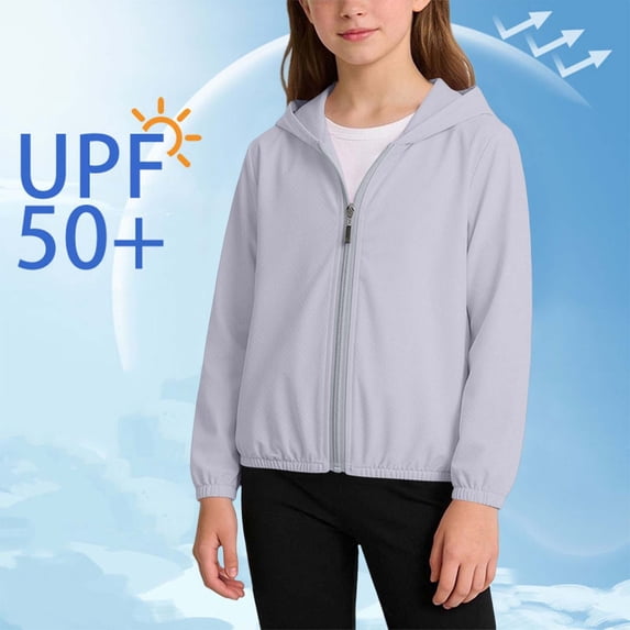 RKSTN UPF 50+ Boys Jacket Sun Protection Toddler Hoodie Breathable Mesh Panels Long Sleeve Lightweight Daily Commute Toddler Spring Jacket with Pockets