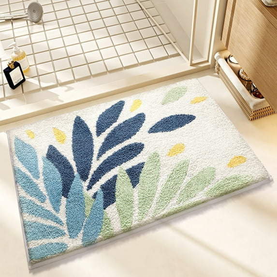 RKSTN Ultra Soft Texture Sea Style Plush Bathroom Rugs Floor Mats, Non Slip Microfiber Door Mat for Kitchen/Entryway/Living Room (23.6"x15.7", F)