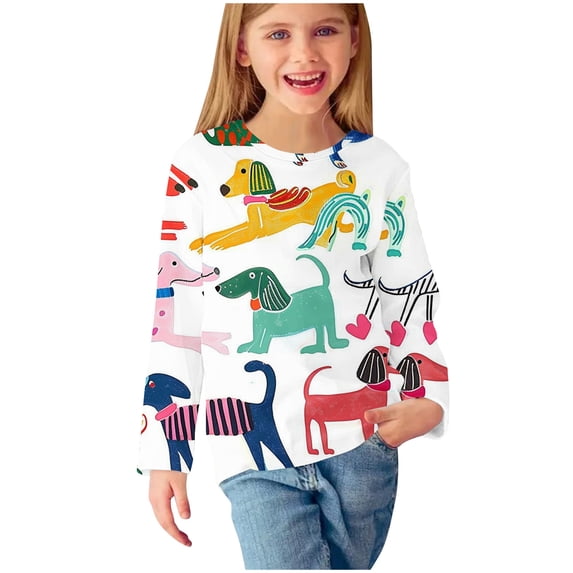 RKSTN Under $5 Boys Girls Long Sleeve Soft Crewneck Undershirts Blouse Solid Color Warm Tee Pullover Blouse Shirt Tops Fall Clothes 2-10 Years