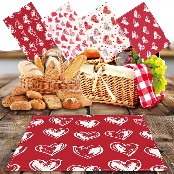 RKSTN Valentine's Day 12x18in Linen Heart Placemat - A