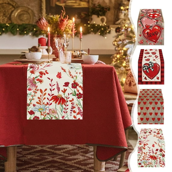 RKSTN Valentine's Day Heart Table Runner Decor A