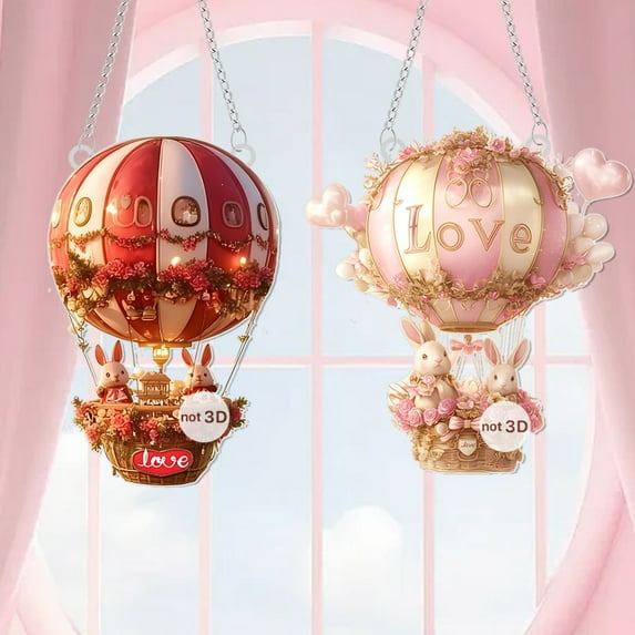 RKSTN Valentine's Day Hot Air Balloon Rabbit - Pink