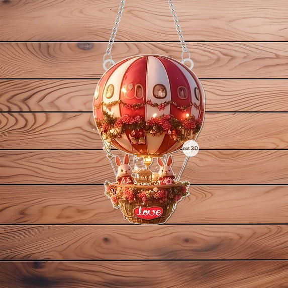 RKSTN Valentine's Day Hot Air Balloon Rabbit - Red