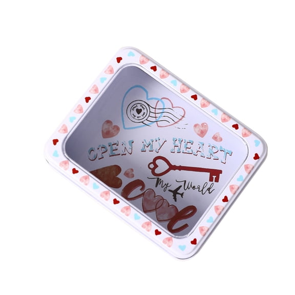 RKSTN Valentines Cookie Storage Tins Boxs Flat with Lids – Gift idea for the Kitchen, Metal Can with Lid, Decorative Vintage Design, 5.3"x4.3"x1.9"- White