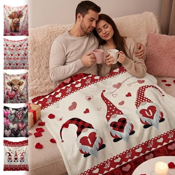 RKSTN Valentines Super Soft Flannel Fleece Throw Blankets Valentine's Day Lightweight Cozy Warm Fuzzy Plush Microfiber Blankets for Couch Bed Sofa 27.5"x39.3"