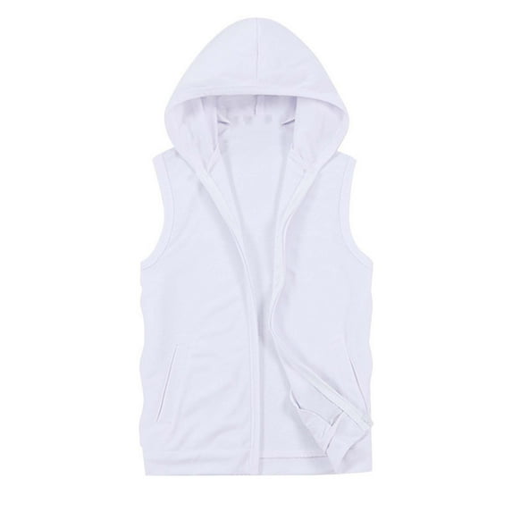 RKSTN Vest for Men Summer Casual Stylish Plus Size Solid Color Hooded Sleeveless Zipper Versatile Lightweight Workout Vest Top with Pockets