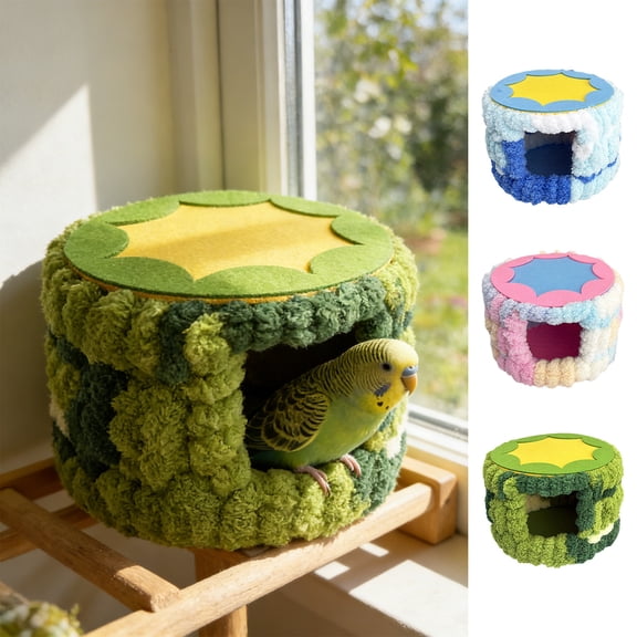 RKSTN Winter Warm Bird House and Bird Bed for Cage, Hideaway Sleeping Nest for Budgies, Parakeets, Cockatiels - Green